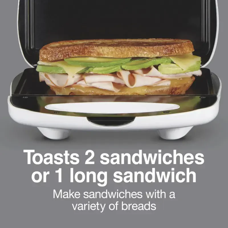 Proctor Silex Sandwich Maker, Nonstick Surface, Compact, Easy to Store, White, 25401 - 3
