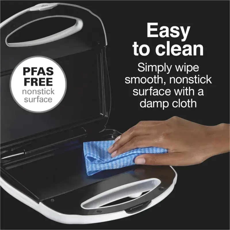 Proctor Silex Sandwich Maker, Nonstick Surface, Compact, Easy to Store, White, 25401 - 4