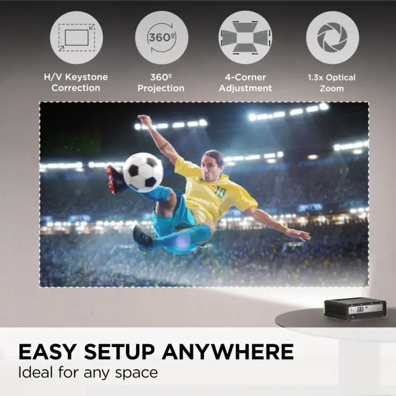 Проектор ViewSonic X1-4KPRO UHD 4K LED, предназначенный для Xbox со встроенными Google TV и Netflix, 2500 люмен, H / V Keystone, регулировка 4 углов, 1,3-кратный оптический зум для интеллектуального домашнего кинотеатра - Высокая динамика - 5