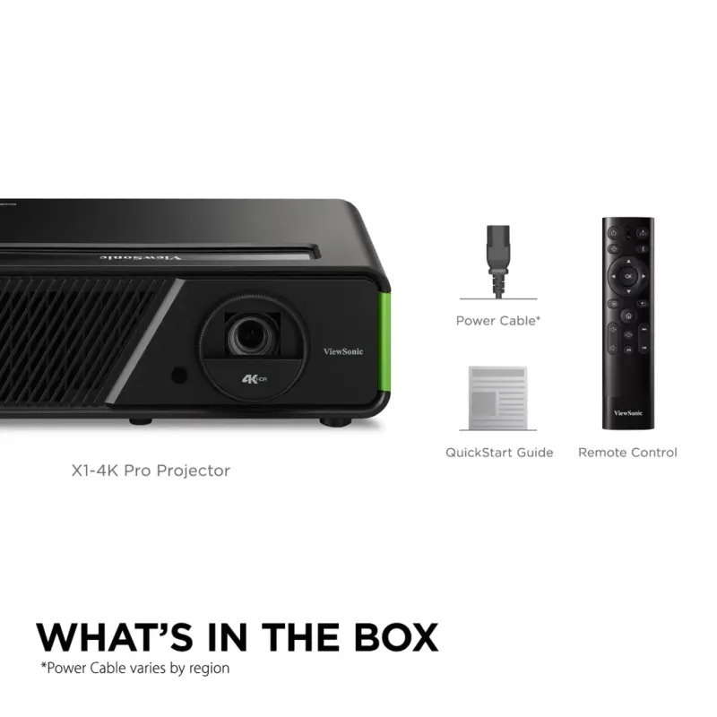 Проектор ViewSonic X1-4KPRO UHD 4K LED, предназначенный для Xbox со встроенными Google TV и Netflix, 2500 люмен, H / V Keystone, регулировка 4 углов, 1,3-кратный оптический зум для интеллектуального домашнего кинотеатра - Высокая динамика - 9