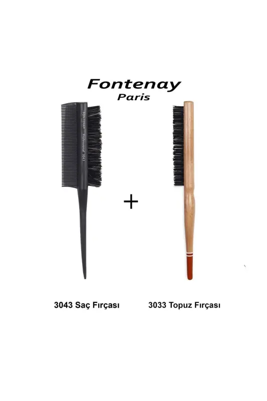 Professional 3043 Hairbrush Crepe Comb 3 in 1 and 3033 Hairbrush 2-Piece Brush Set - 1
