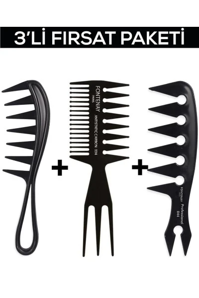 Professional Anti-Static Comb Shape Comb Set 3 Pack - 1