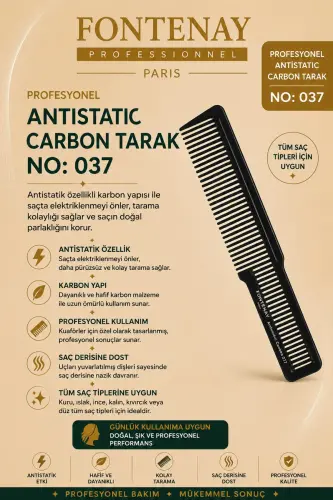 Professional Antistatic Carbon Comb 037 - 1