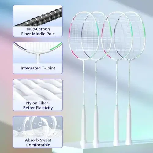 Professional Carbon Fiber Badminton Rackets Badminton Racquet for Backyards Gym - 2