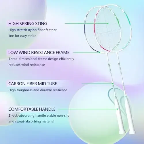 Professional Carbon Fiber Badminton Rackets Badminton Racquet for Backyards Gym - 4