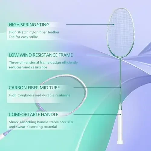 Professional Carbon Fiber Badminton Rackets Badminton Racquet for Backyards Gym - 2