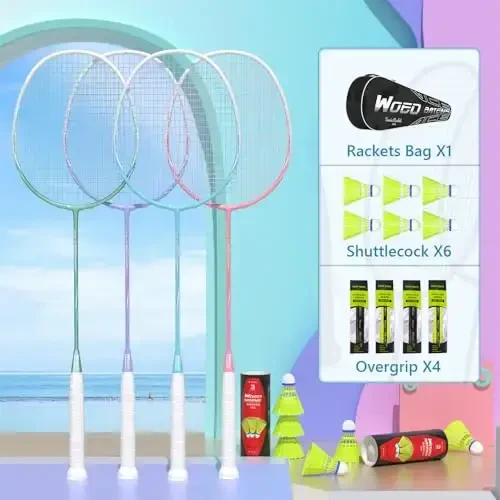 Professional Carbon Fiber Badminton Rackets Badminton Racquet for Backyards Gym - 5