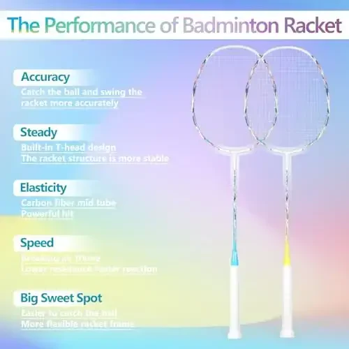 Professional Carbon Fiber Badminton Rackets Badminton Racquet for Backyards Gym - 2
