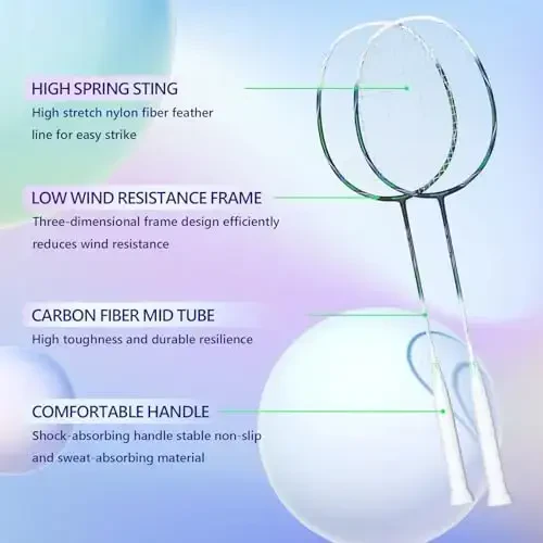 Professional Carbon Fiber Badminton Rackets Badminton Racquet for Backyards Gym - 4