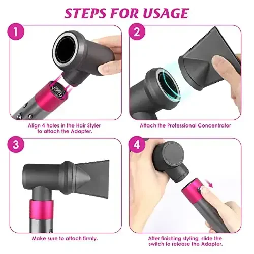 Professional Concentrator and Adapter Kit Compatible with Dyson Airwrap Styler, for Curling Iron Converting to Hair Dryer, with Hair Dryer Attachment Holder - MODAZONE