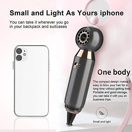 Professional Hair Dryer 800W Lightweight & Compact Blow Dryer Powerful Flow Hair Dryers for Travel and Home Concentrator Nozzle Gray - 3