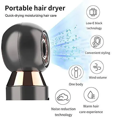 Professional Hair Dryer 800W Lightweight & Compact Blow Dryer Powerful Flow Hair Dryers for Travel and Home Concentrator Nozzle Gray - 4