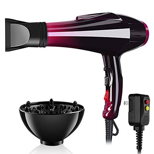 Professional Hair Dryer, Negative Ions, 3500W Powerful Fast Drying, Low Noise, Long Cord, Quick Dryer with Nozzle and Diffuser - 1