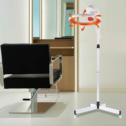 Professional Hairdryer Height Adjustable Stand Up Hair Dryer, 360°Orbiting Rotating Hair Processor Hair Dyeing,Salon Standing Hair Dryer with Wheels for Beauty Salon Home Spa (White) - 6