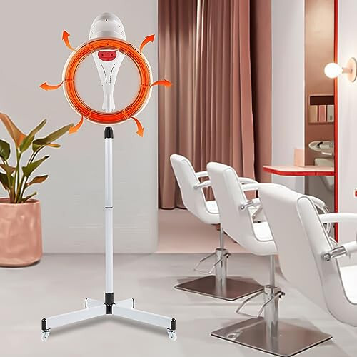 Professional Hairdryer Height Adjustable Stand Up Hair Dryer, 360°Orbiting Rotating Hair Processor Hair Dyeing,Salon Standing Hair Dryer with Wheels for Beauty Salon Home Spa (White) - 7