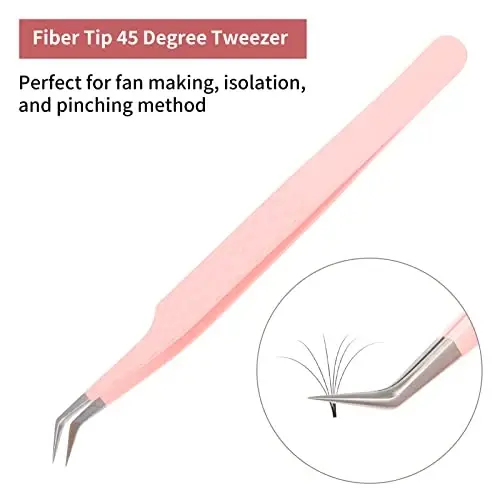 Professional Lash Extension Tweezers - Curved Fiber Tip Eyelash Tweezers for Volume Fans - FADLASH (1)