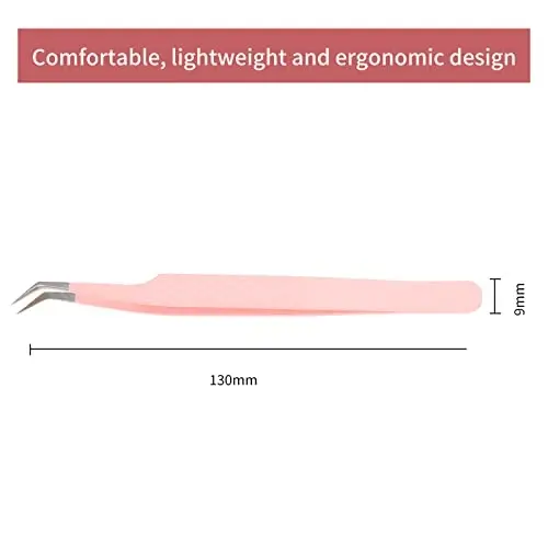 Professional Lash Extension Tweezers - Curved Fiber Tip Eyelash Tweezers for Volume Fans - 4