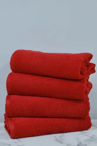 Professional Microfiber Hair Towel for Hairdressers, Dye-Resistant, 50x90 cm, Set of 4 - Red - 7