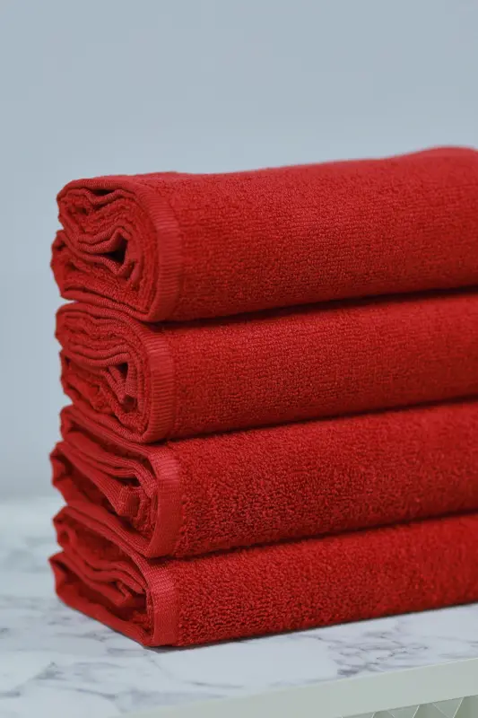 Professional Microfiber Hair Towel for Hairdressers, Dye-Resistant, 50x90 cm, Set of 4 - Red - 4