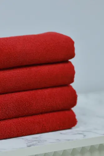 Professional Microfiber Hair Towel for Hairdressers, Dye-Resistant, 50x90 cm, Set of 4 - Red - 5
