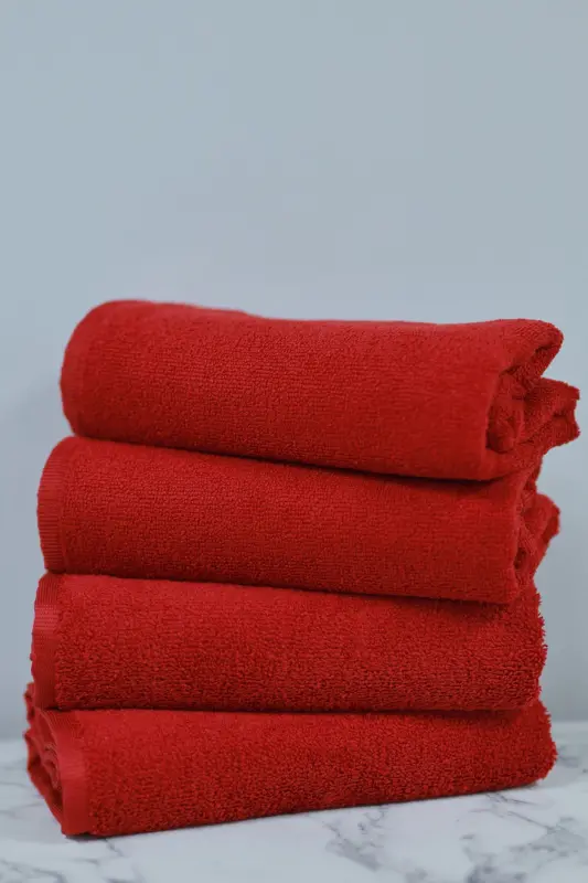 Professional Microfiber Hair Towel for Hairdressers, Dye-Resistant, 50x90 cm, Set of 4 - Red - 7