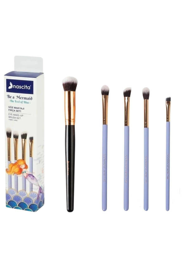 Professional Oval Concealer Brush + Be A Mermaid Mermaid Series Eye Makeup Brush Set - 1