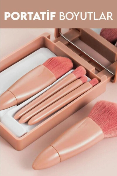 Professional Portable Mirrored Makeup Brush Set - 5