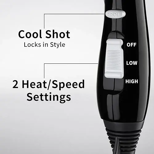 Professional Salon Hair Dryer, Blow Dryer Active Oxygen Negative ions Dryer with AttacModazoneents for Fast Drying for Family, Low Noise (Mirror Black, 1 Accessory) - 4