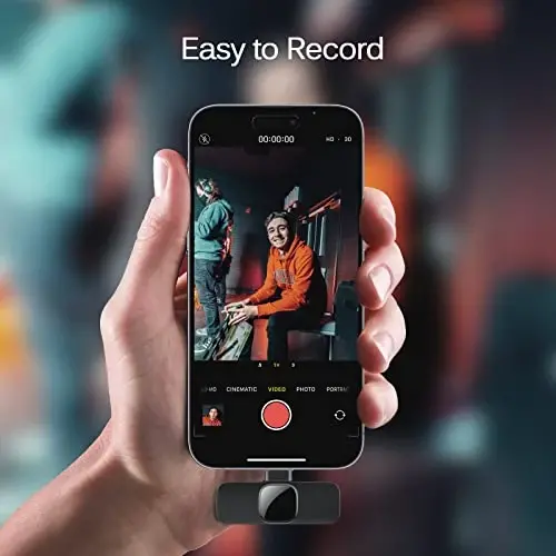 Professional simsiz Lavalier Lapel mikrofon iPhone uchun, mini video yozuv mikrofoni intervyu video podcast vlog YouTube & Livestream uchun, shovqinni kamaytirish, Plug & Play (Lightning Port) - 4