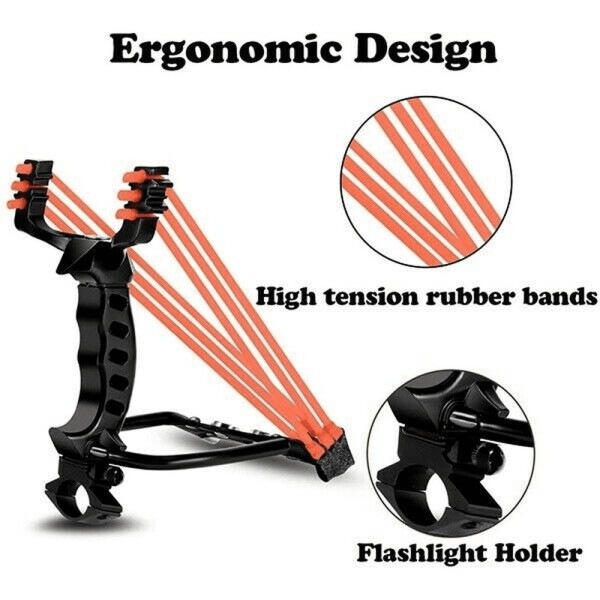 Professional Slingshot Kit for Adults, Outdoor High Velocity Catapult Fish Hunting Slingshot with 100 Ammo Balls and 3 Rubber Bands - 3