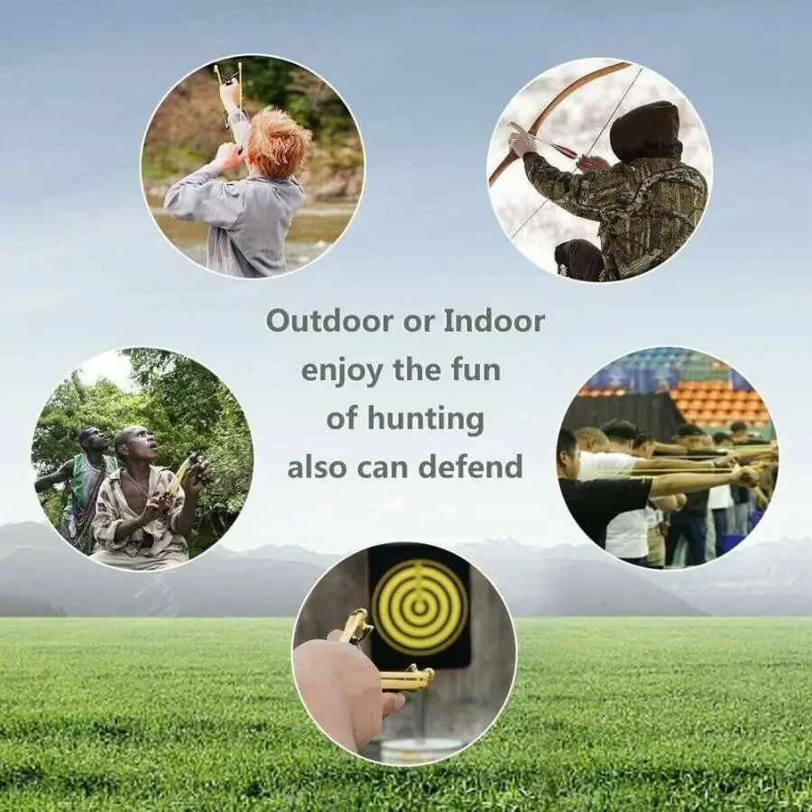 Professional Slingshot Kit for Adults, Outdoor High Velocity Catapult Fish Hunting Slingshot with 100 Ammo Balls and 3 Rubber Bands - Brown - 8