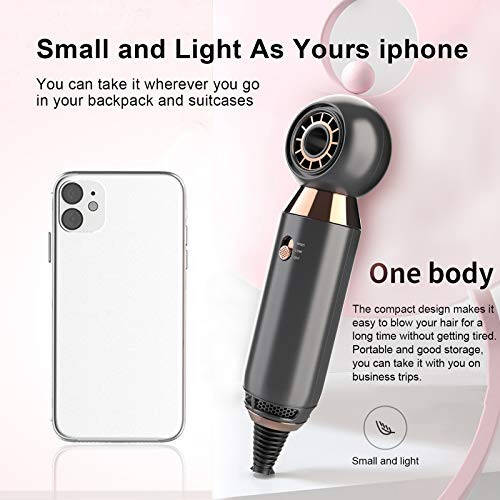 Professional Soch Quritgich 800W Yengil va ixcham Quritgich Kuchli oqim Soch Quritgichlari sayohat va uy uchun Konsentrator naychasi Kulrang - 3