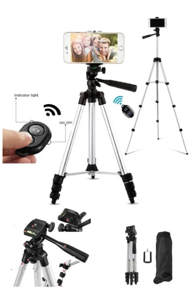 Professional Tripod for Photography and Video Recording with Remote Control, 106 Cm Tripod Phone Holder - 1