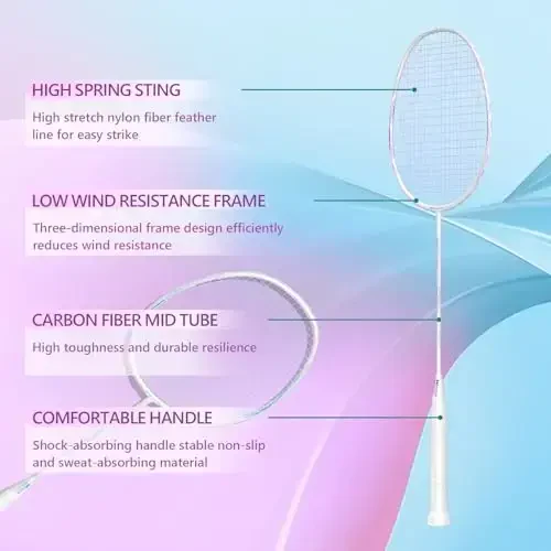 Professional uglerod tolali badminton raketkalari Badminton raketkasi hovlilar uchun sport zal - 3