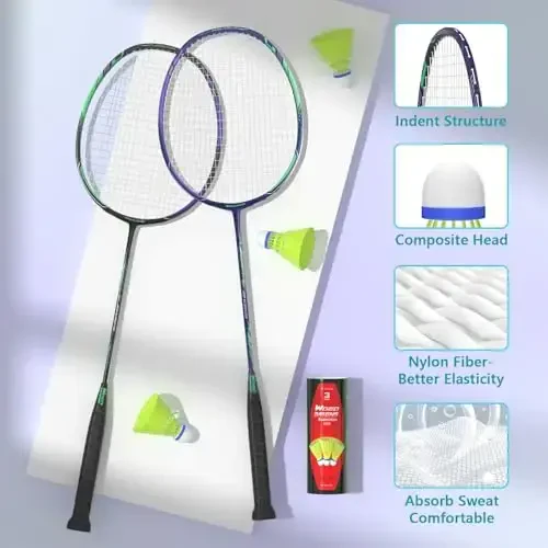 Professional uglerod tolali badminton raketkalari Hovlilar zali uchun badminton raketkasi - 5