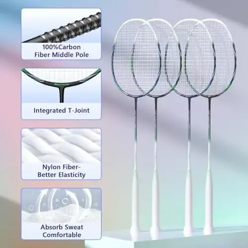 Professional uglerod tolali badminton raketkalari Orqa hovlilar sport zali uchun badminton raketkasi - WOED BATENS (1)