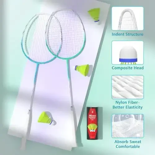 Professional uglerod tolali badminton raketkalari Orqa hovlilar sport zali uchun badminton raketkasi - 5