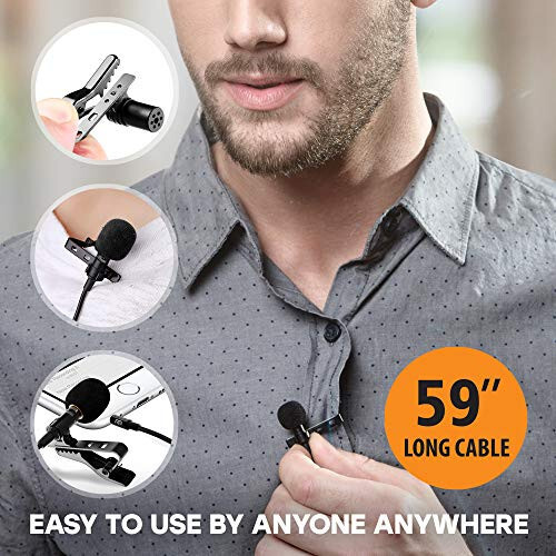 Professional Wired Lavalier Lapel Clip On Microphone for iPhone and Android Smartphone or Camera Omnidirectional Tiny Shirt Mic for Recording with Clip-on Perfect for Vloggers and Bloggers - 2