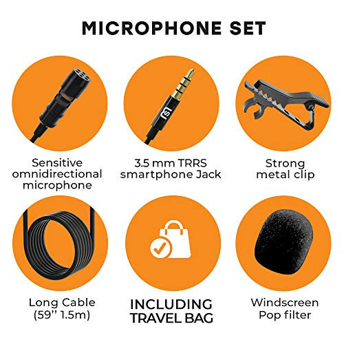 Professional Wired Lavalier Lapel Clip On Microphone for iPhone and Android Smartphone or Camera Omnidirectional Tiny Shirt Mic for Recording with Clip-on Perfect for Vloggers and Bloggers - 4