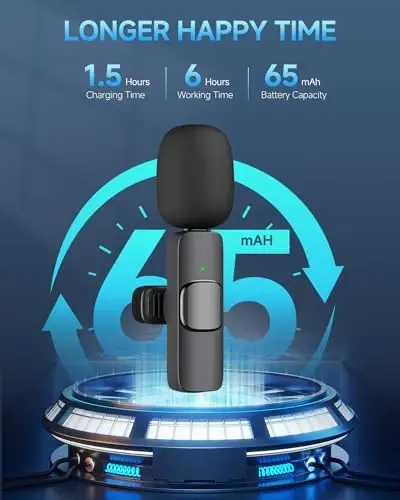 Professional Wireless Lavalier Microphone for iPhone 15(Above) and Android USB-C Device, Cordless Omnidirectional Clip Mic, Plug-Play Microphone for Interview Video Podcast Vlog YouTube - 5