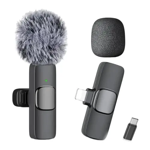 Professional Wireless Lavalier Microphone for iPhone iPad, Cordless Omnidirectional Clip Mic, Plug-Play Microphone for Interview Video Podcast Vlog YouTube - 1