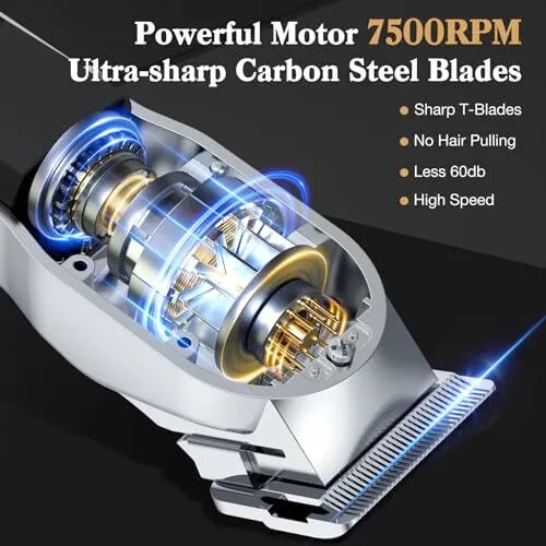 Профессиональная машинка для стрижки волос Ufree для мужчин, беспроводная машинка и триммер для парикмахеров, набор машинок для стрижки волос с ЖК-дисплеем, триммер для бороды и волос с нулевым зазором, подарок для мужчин, серебристый - Ufree (1)