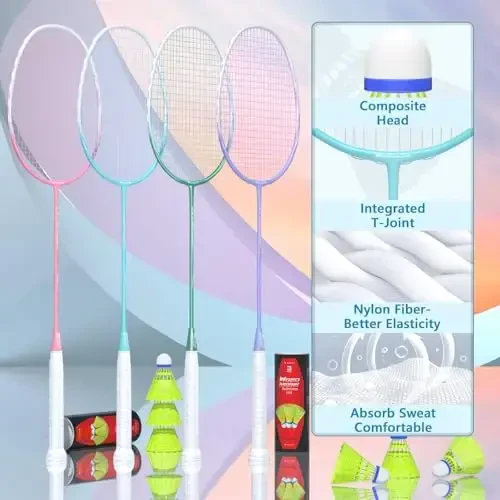 Профессиональные карбоновые бадминтонные ракетки Бадминтонная ракетка для задних дворов Спортзал - 3