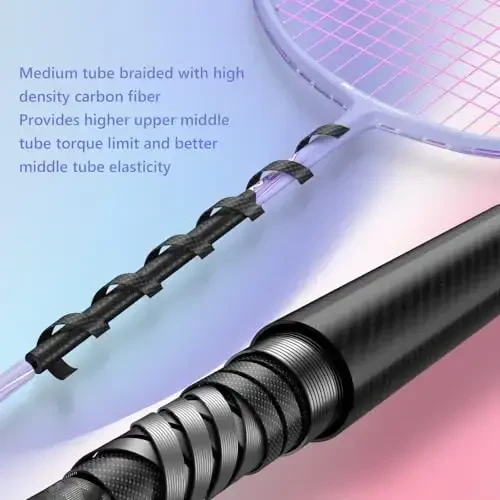 Профессиональные карбоновые бадминтонные ракетки Бадминтонная ракетка для задних дворов Спортзал - 4