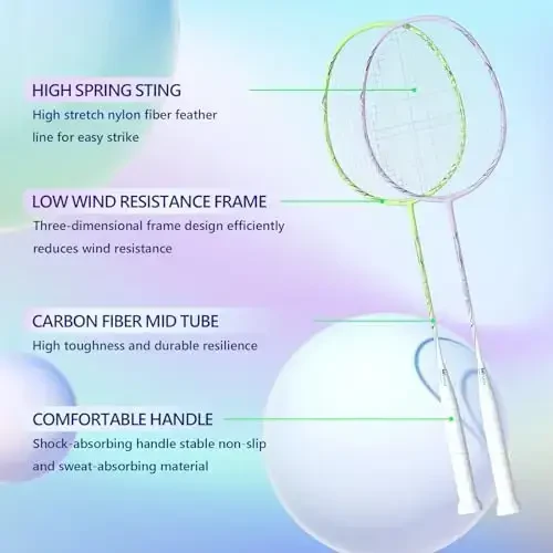 Профессиональные карбоновые бадминтонные ракетки Бадминтонная ракетка для задних дворов Спортзал - 4