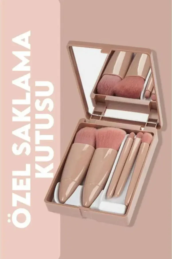 Профессиональный портативный набор косметических кистей с зеркалом - 1