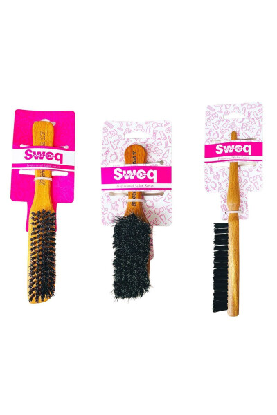 Profesyonel 3'lü Topuz Fırçası Tpz17 &tpz7 Topuz Fırçası & Mini Fade Topuz Ve Sakal Fırçası - SWOQ