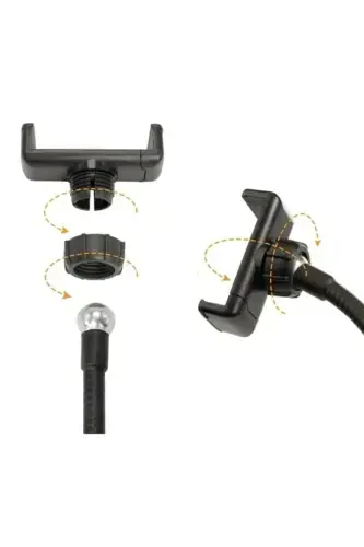 Profesyonel Akrobat Ring Light Telefon Tutucu Klips 360 Derece Döner Fonksiyon-LED PARÇA SİYAH - 3