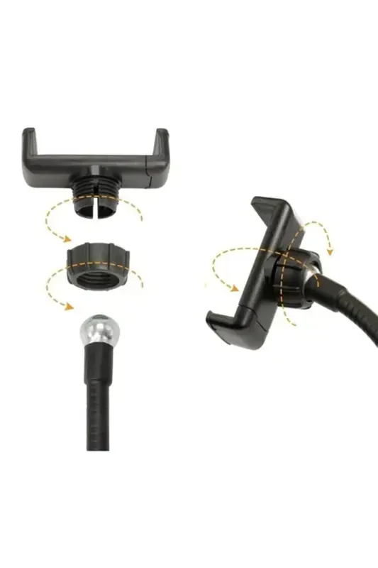 Profesyonel Akrobat Ring Light Telefon Tutucu Klips 360 Derece Döner Fonksiyon-LED PARÇA SİYAH - 3