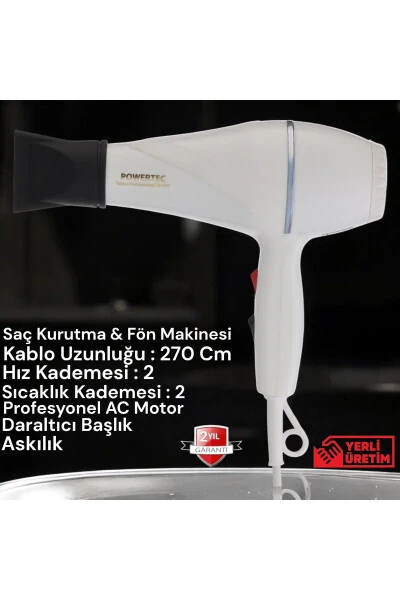 TR-501 Profesyonel Renkli Fön Makinesi-BEYAZ - 6